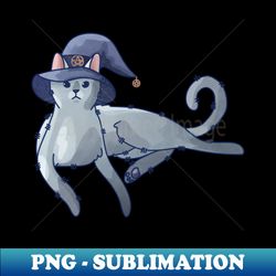witch blue cat with hat - halloween cat design - cat lovers design - sublimation-ready png file - fashionable and fearless