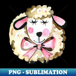 Watercolor Cute Sheep with a Pink Bow - Exclusive PNG Sublimation Download - Perfect for Sublimation Mastery