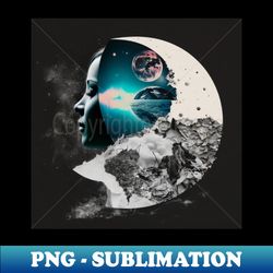 Collage Moon Face - Elegant Sublimation PNG Download - Unleash Your Inner Rebellion
