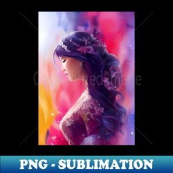 Abstract Paint Splash Smear Young Woman Colorful Floral - PNG Transparent Sublimation Design - Enhance Your Apparel with Stunning Detail