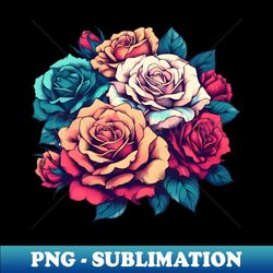 Colorful Bouquet Of Roses - Floral Art - PNG Transparent Sublimation Design - Perfect for Sublimation Art
