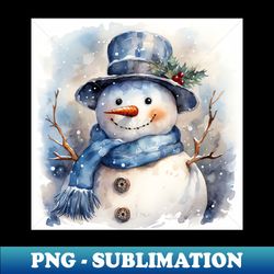 Happy Christmas Snowman Portrait with Holly - Sublimation-Ready PNG File - Spice Up Your Sublimation Projects