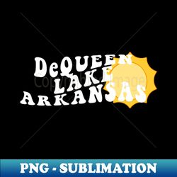 Sunshine in DeQueen Lake Arkansas Retro Wavy 1970s Summer Text - Artistic Sublimation Digital File - Revolutionize Your Designs