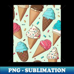 Ice Cream Pattern Illustration Design Birthday Gift ideas for Ice Cream Lovers - Retro PNG Sublimation Digital Download - Stunning Sublimation Graphics