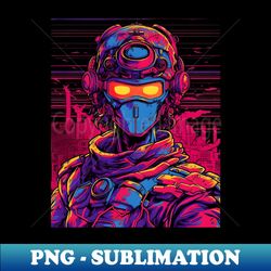 Omega Sentinel Futuristic Cyborg Ninja - Retro PNG Sublimation Digital Download - Revolutionize Your Designs