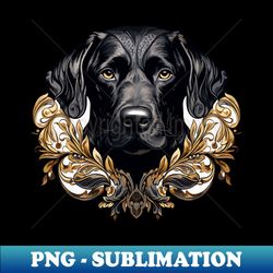 Art Nouveau Design of Black Labrador Retriever Dog - High-Resolution PNG Sublimation File - Instantly Transform Your Sublimation Projects