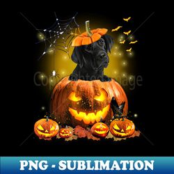 Black Labrador Spooky Halloween Pumpkin Dog Head - High-Resolution PNG Sublimation File - Bring Your Designs to Life