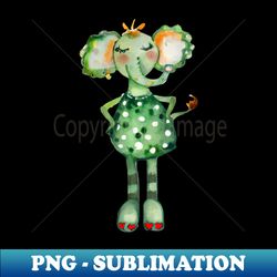 Watercolor Cute Elephant Wearing a Green Dress - Digital Sublimation Download File - Spice Up Your Sublimation Projects