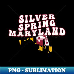 Silver Spring Maryland Retro Wavy 1970s Text - Instant PNG Sublimation Download - Transform Your Sublimation Creations
