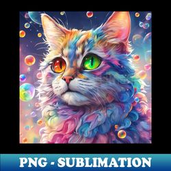 Cat soap bubbles and rainbows - Modern Sublimation PNG File - Perfect for Sublimation Art