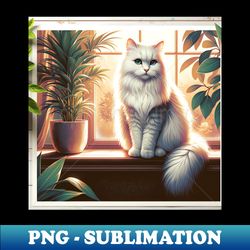 White cat in painting - PNG Transparent Sublimation File - Unleash Your Inner Rebellion