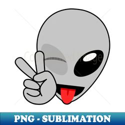 Alien Wink Peace Tongue Emoji - PNG Sublimation Digital Download - Transform Your Sublimation Creations