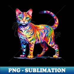 Bengal Cat Colorful Cute Cat Lover Cat - Creative Sublimation PNG Download - Enhance Your Apparel with Stunning Detail