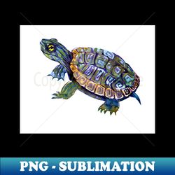 River Turtle Slider Turtle artwork - Instant PNG Sublimation Download - Instantly Transform Your Sublimation Projects