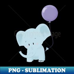 Party Cute Baby Elephant with Air Balloon - Vintage Sublimation PNG Download - Perfect for Creative Projects