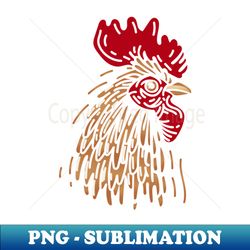 Minimalist Style Red and Gold Rooster - Professional Sublimation Digital Download - Unleash Your Inner Rebellion