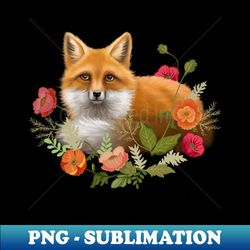 Fox Illustration laying in Flowers - High-Resolution PNG Sublimation File - Add a Festive Touch to Every Day