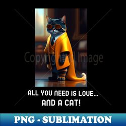All You Need is Love And a Cat - Instant PNG Sublimation Download - Perfect for Sublimation Mastery
