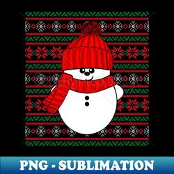 Krimbles Cheeky Festive Snowman Poinsettia Ugly Christmas Sweater - Modern Sublimation PNG File - Revolutionize Your Designs