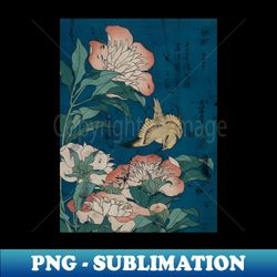 Hokusai Peonies and Canary Vintage Japanese Art - High-Quality PNG Sublimation Download - Enhance Your Apparel with Stunning Detail