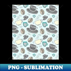 coffee pattern blue and grey - creative sublimation png download - stunning sublimation graphics