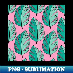 Leaves illustration pattern pinky and green - Decorative Sublimation PNG File - Unleash Your Creativity