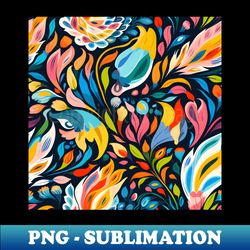 Batik Style Floral Water Painting - Flowing Flowers and Leaves Art - Digital Sublimation Download File - Instantly Transform Your Sublimation Projects