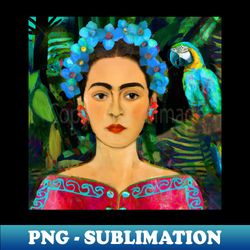 Frida and a parrot - Retro PNG Sublimation Digital Download - Stunning Sublimation Graphics
