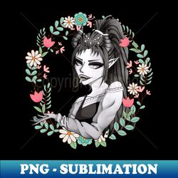 Succubus demonic beauty with tulips - Premium PNG Sublimation File - Unleash Your Creativity