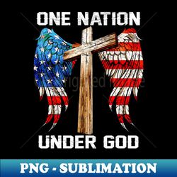 one nation under god Christian Worship Cross Flag - PNG Sublimation Digital Download - Unleash Your Creativity