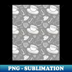 coffee pattern charcoal grey and white - png sublimation digital download - unleash your creativity