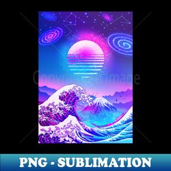 great wave off kanagawa synthwave galaxy - decorative sublimation png file - boost your success with this inspirational png download