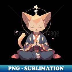 Cat Buddha Digital Art For Yoga Studio  Buddhist symbol home decoration - Modern Sublimation PNG File - Perfect for Sublimation Art