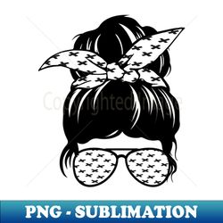 black and white patterned messy bun - professional sublimation digital download - perfect for sublimation art