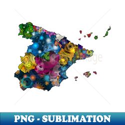 Spirograph Patterned Spain Provinces Map - Decorative Sublimation PNG File - Enhance Your Apparel with Stunning Detail