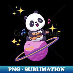 Cute Panda Singing on Saturn - Adorable Panda - Kawaii Panda - High-Quality PNG Sublimation Download - Instantly Transform Your Sublimation Projects
