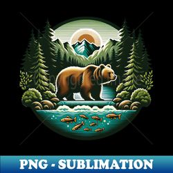 Mountain Bear Serenity - PNG Transparent Sublimation Design - Vibrant and Eye-Catching Typography