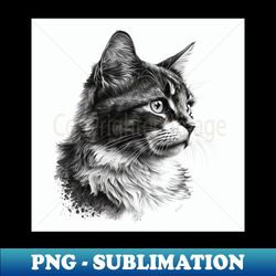 monochrome black and white pet cat photo - decorative sublimation png file