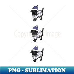 three cute christmas winter sweater dogs in blue hat stack - artistic sublimation digital file