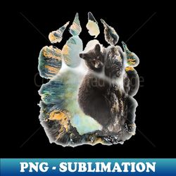 realistic bear cub in the bear print cute bear cub on the tree - digital sublimation download file
