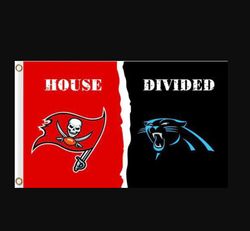 Tampa Bay Buccaneers and Carolina Panthers Divided Flag 3x5ft - Banner Man-Cave Garage