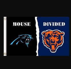 Carolina Panthers and Chicago Bears Divided Flag 3x5ft - Banner Man-Cave Garage