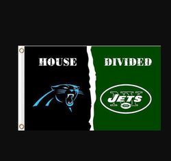 Carolina Panthers and New York Jets Divided Flag 3x5ft - Banner Man-Cave Garage