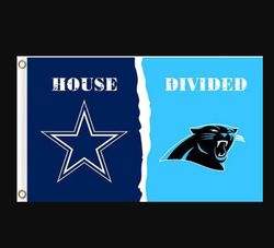 Dallas Cowboys and Carolina Panthers Divided Flag 3x5ft- Banner Man-Cave Garage