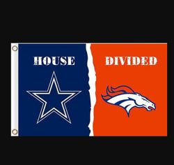Dallas Cowboys and Denver Broncos Divided Flag 3x5ft- Banner Man-Cave Garage Style 2