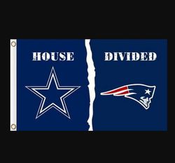 Dallas Cowboys and New England Patriots Divided Flag 3x5ft- Banner Man-Cave Garage