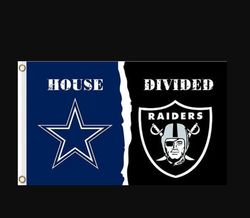 Dallas Cowboys and Las Vegas Raiders Divided Flag 3x5ft- Banner Man-Cave Garage