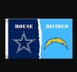 Dallas Cowboys and San Diego Chargers Divided Flag 3x5ft- Banner Man-Cave Garage