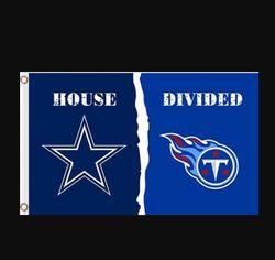 Dallas Cowboys and Tennessee Titans Divided Flag 3x5ft- Banner Man-Cave Garage Style 2