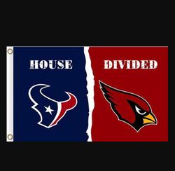 Houston Texans and Arizona Cardinals Divided Flag 3x5ft- Banner Man-Cave Garage Style 2